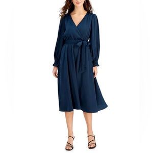 Taylor Satin Teal Midi Dress size 4